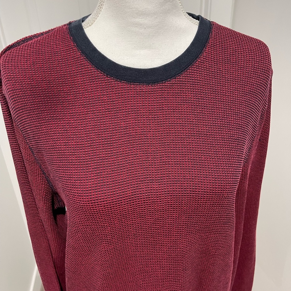 Armani Exchange Red long sleeve waffle mens shirt